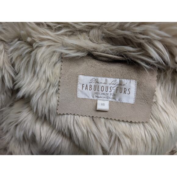 Donna Salyers Fabulous Furs Luxe Like New Faux Fur Shearling Tan Overcoat Small - Picture 14 of 16